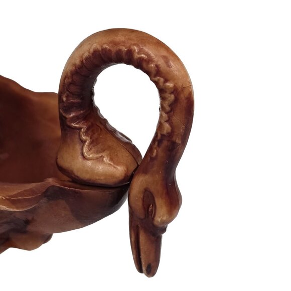 Vintage Wood Tone Swan Hard Plastic Votive Candle Holder 6x3 Made in Italy - Picture 4 of 11